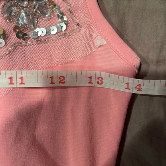 VNTG Y2K Bubblegum Pink Top SZ SM Sequin Rhinestones - Coquette Fairy Festival - Picture 6 of 7